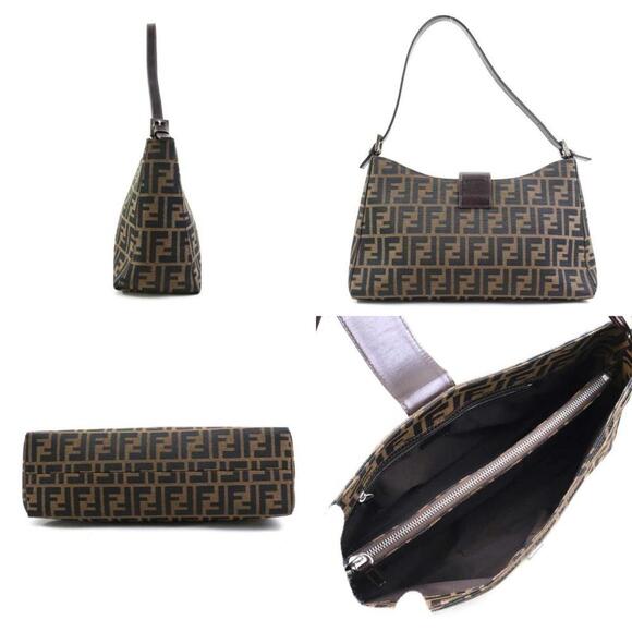 FENDI Brown Leather Zucca Shoulder Bag - Picture 2 of 5